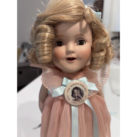 Danbury Mint Shirley Temple "The Worlds Darling" Porcelain Doll Pink Dress Book - Picture 2 of 16